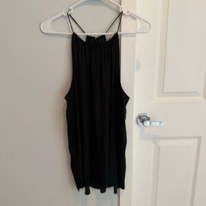 LOFT silky black halter top, size M